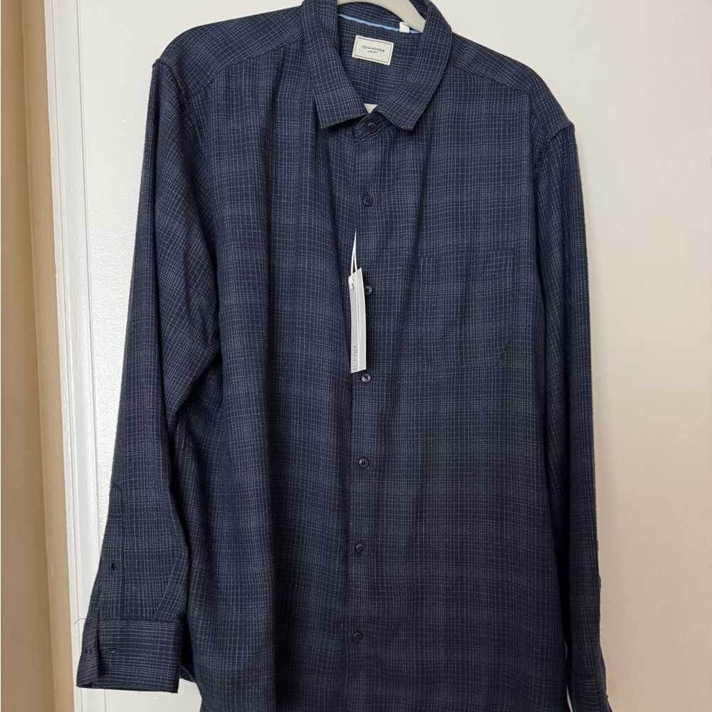 NWT 7 Diamonds Luxe Soft Button down, XXL, navy blue